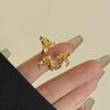 Verstellbarer Ring im chinesischen Stil Eleganter Metallwerkstoff Floraler Stapelring Tropfglasur-Finish Zweifarbiges Design Offener Ring