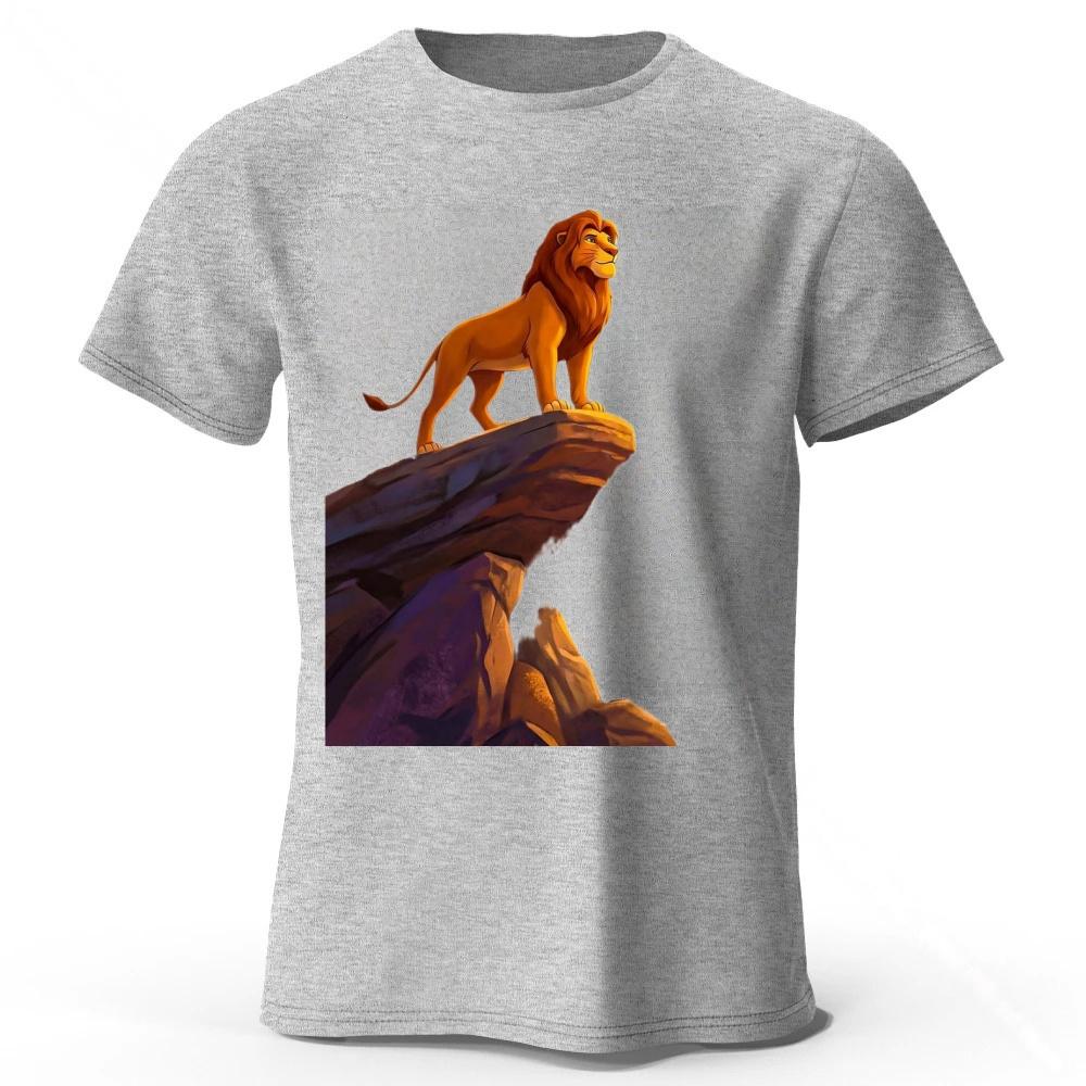 Durable Lion King Simba Highquality Pure Cotton Tshirt for Men Daily Leisure Running Fitness Short Sleeved Quick Drying Design