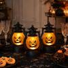 Halloween Pumpkin Lantern with LED Light, Portable Retro Horse Lantern with Funny Pumpkin Faces, Safe Flame-Free Halloween Decoration for Indoor