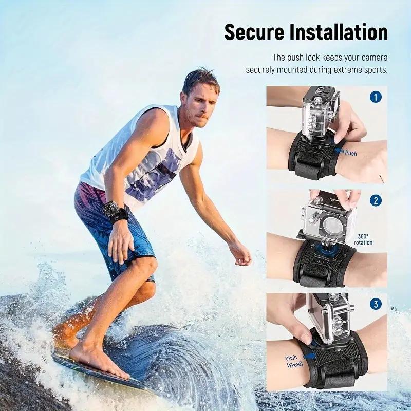 360 Degree Rotating Wrist Strap for Gopro Hero 12 11 10 9 8 Black 7 6 5 4 3 2 Silver White Max Session AKASO EKEN DJI Yi Apeman