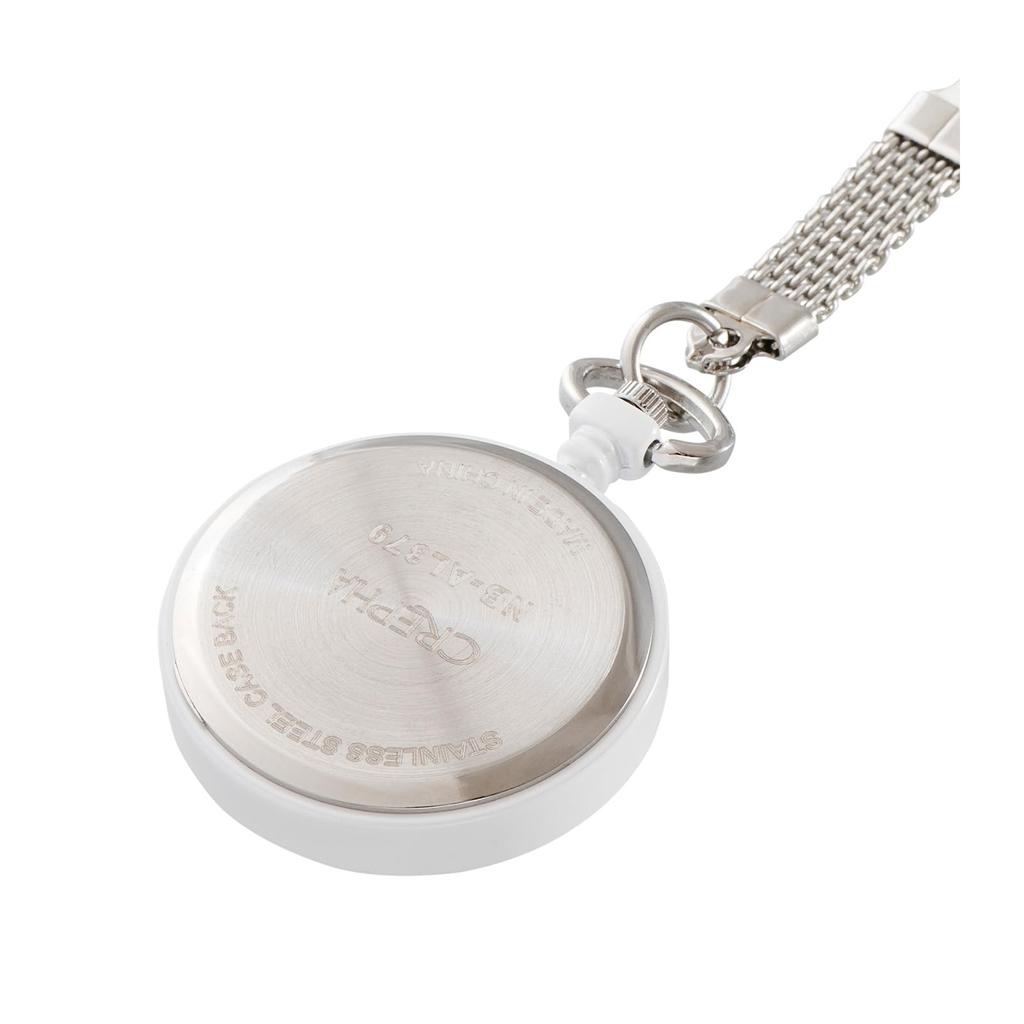 CREPHA Taschenuhr Krankenschwesteruhr Analog Hakenkette Weiß NB-AL379-WT