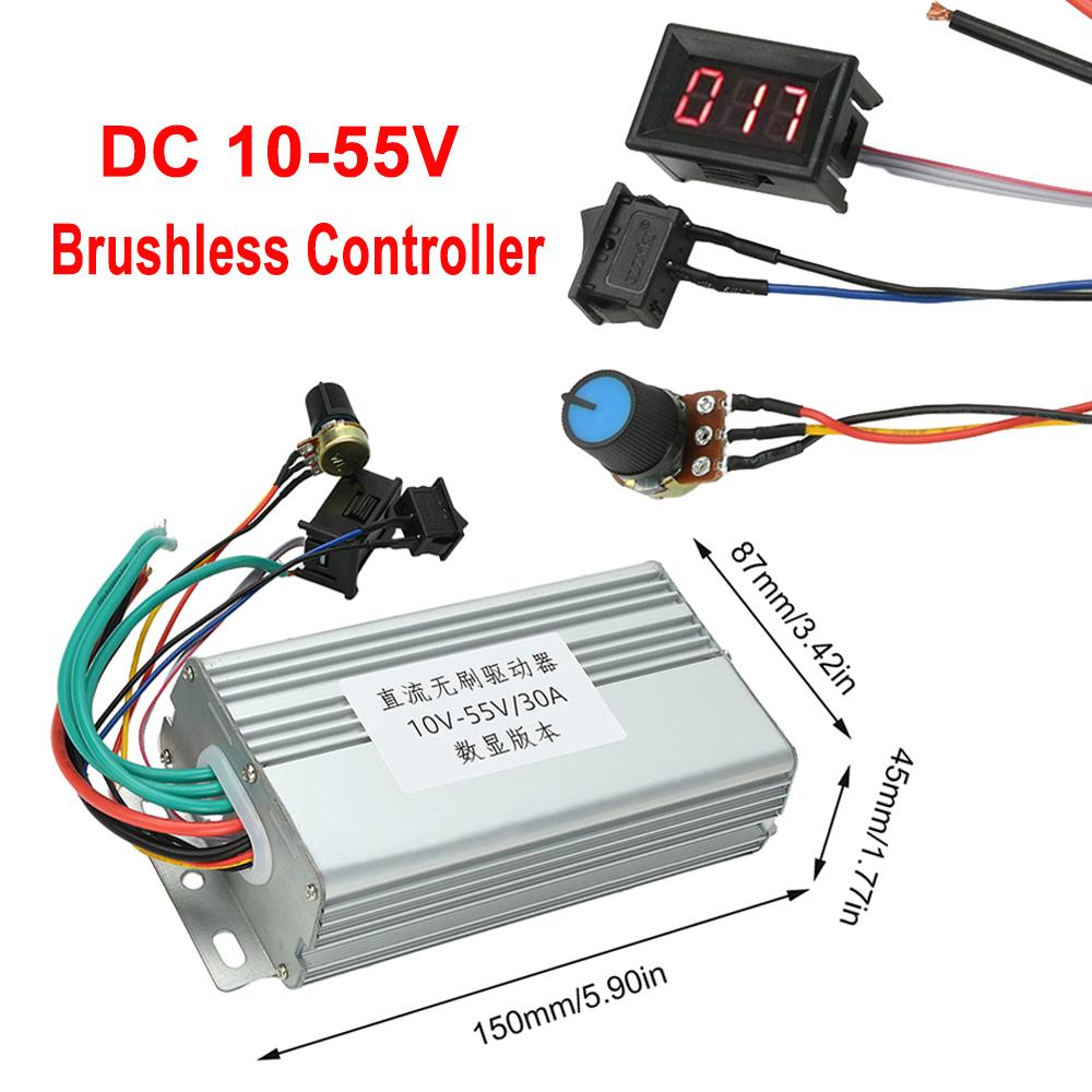 30A DC 10-55V Brushless Motor Controller Three-Phase Brushless ESC Digital Display Speed Regulator Board for DIY Projects