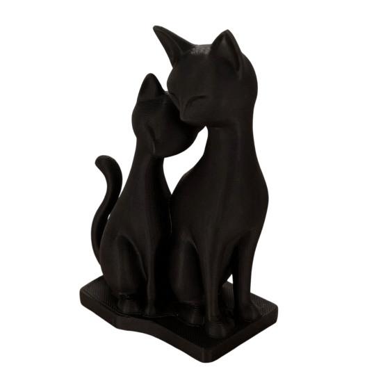 3D Printed Cat Figurine, 2 Cats Intertwining Sculpture, Modern Black Cat Statue for Home, Living Room, Office Desk, Shelf Decor