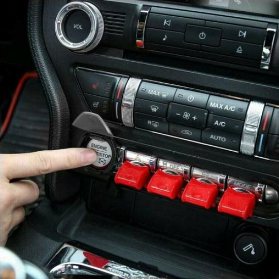 For 2015- Ford Mustang Red Interior Center Control Button Switch Cover Trim
