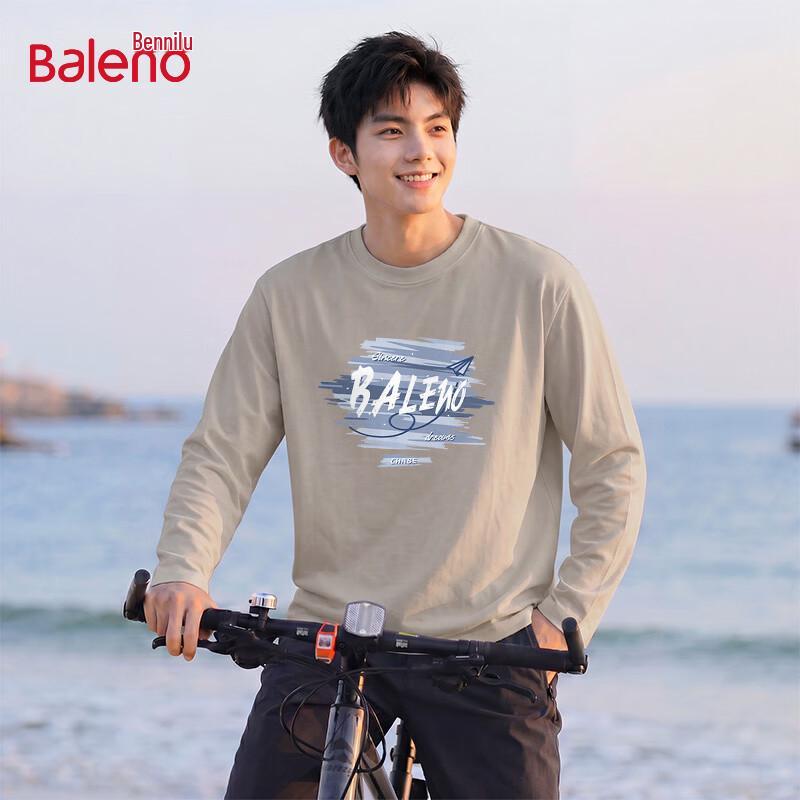 Baleno Men's Cotton Long Sleeve T-Shirt with BNL Brush Print