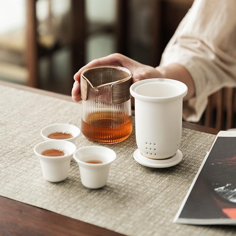 Ceramic Express Cup One Pot Three Cup Glass Portable Kung Fu Tea Set