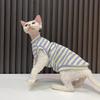 Letní proužkovaná bavlněná vesta pro kočky plemene Sphynx a Devon Rex (bezsrsté) Vysoká elasticita Tenké oblečení pro kočky do klimatizovaných prostor