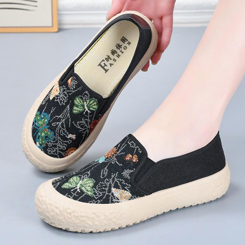Весенне-осенние тканевые туфли женские с неглубоким вырезом дышащие слипоны туфли рыбака плоские повседневные парусиновые туфли 35