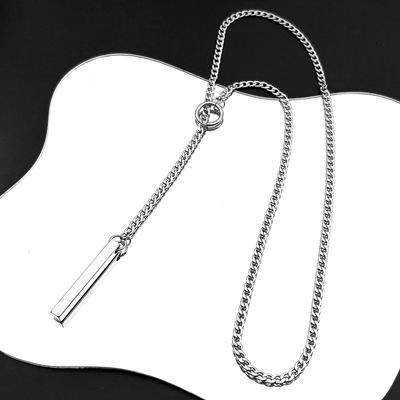 Lariat Stick Pendant Necklace for Women Stainless Steel Gold Color Simple O-Ring Sweater Choker Chian Y-Necklace Jewelry Gifts