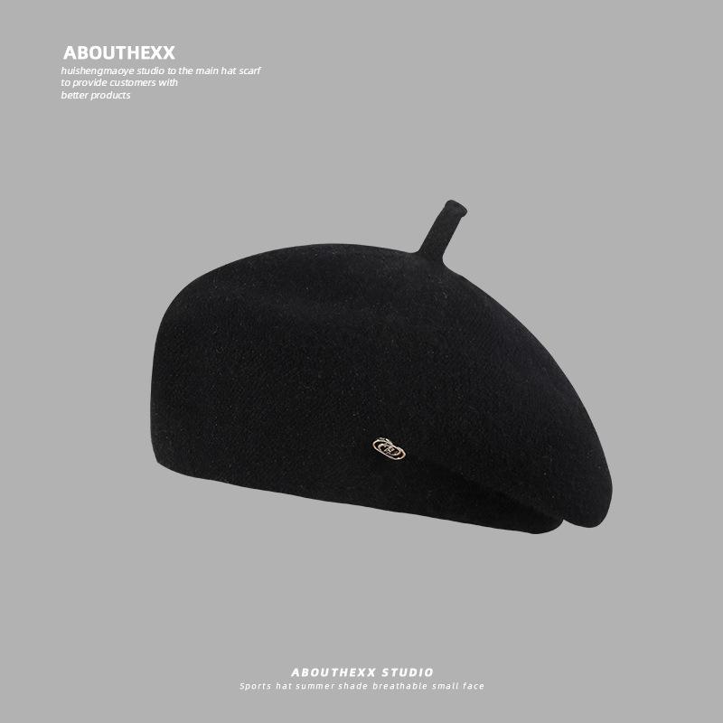 

Шляпа Женская Осень и Зима Корейская Версия Модная Универсальная Берет Британский Ретро Литературная Шляпа Художника Подчеркивающая Лицо Таблоидная Шляпа Тренд M（56-58cm）