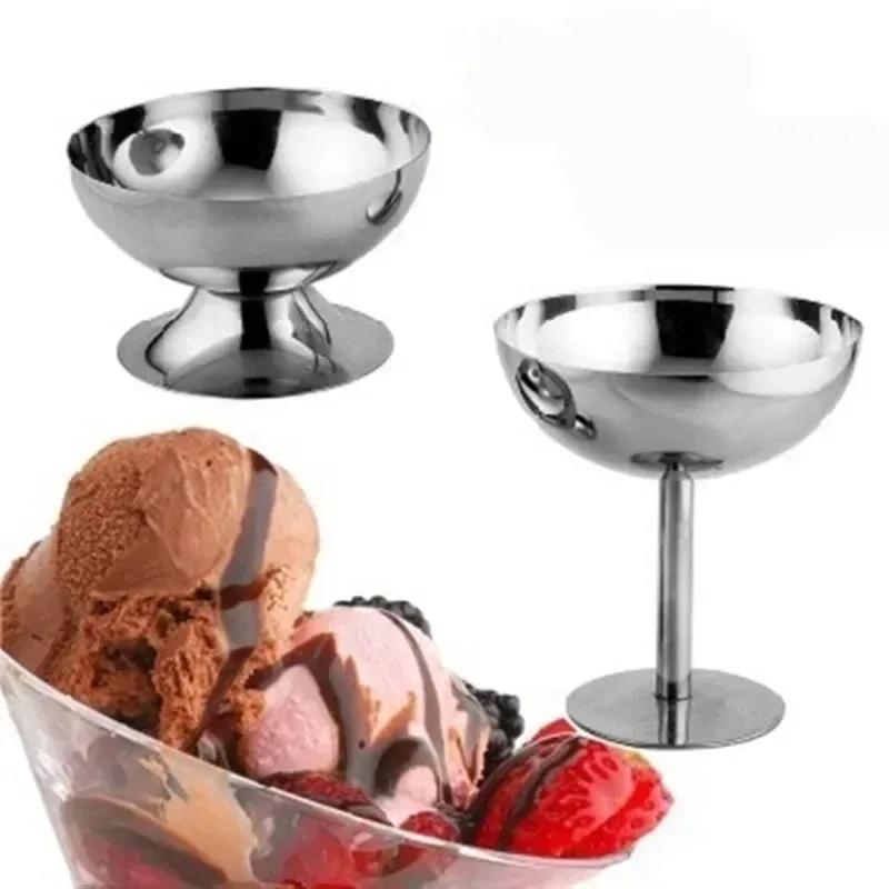 Home Kitchen Portable Tools 200ml Salad Cup Safe Stainless Steel Ice Cream Cup Dessert Bowl Ice Cream Spoon Accessories