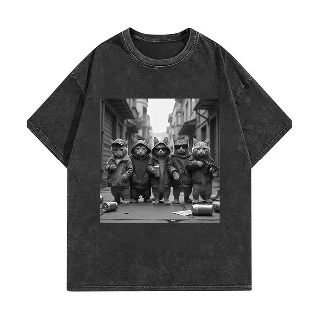 Gewaschenes Sommer Hilfs Baumwoll T-Shirt T-Shirt Vintage Mode Grafik T-Shirt Hohe Qualität Spaß Für Männer Und Frauen Terrier