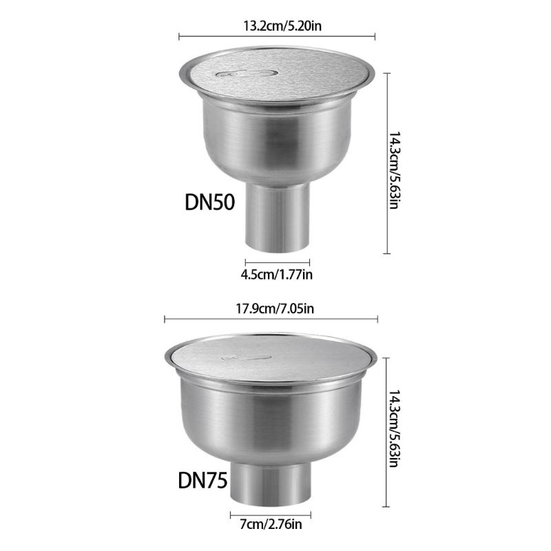 Corrosion Resistant Circular Floor Drain Stainless Steels High Flows Drainage Floor Strainer for DN50/DN75 Drainage System