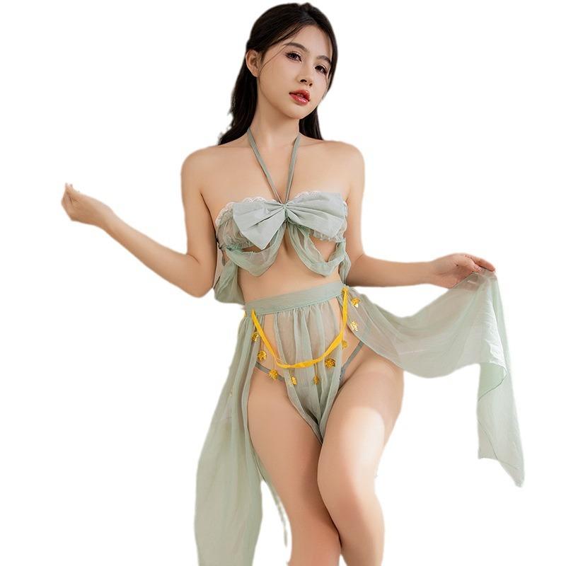 Sexy pajamas set, pajamas, sexy underwear, deep v bow sling, new national tide style Hanfu, Dunhuang Feitian