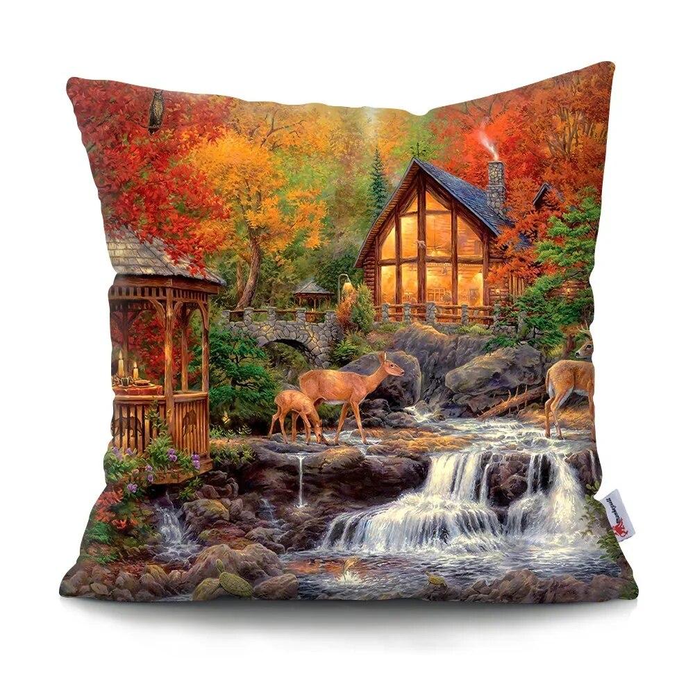 Neverland Ranch Rustic Landscape Pillowcase Polyester Print Sofa Chair Bed Cushion Cover Room Home Decor Embrace Pillowcase