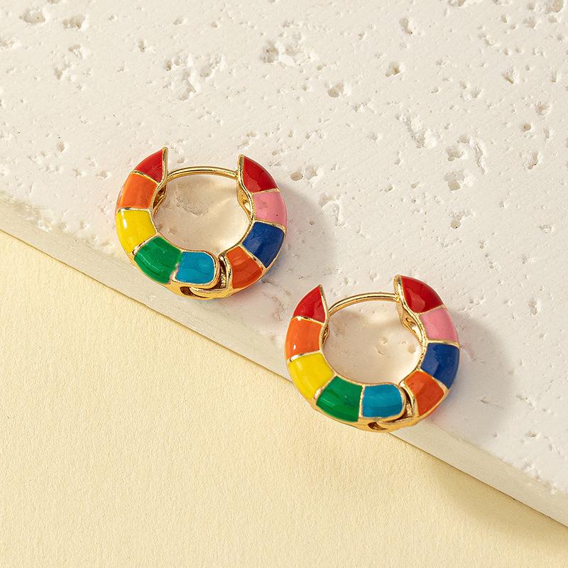 

Вдохновленные корейским стилем красочные серьги с эмалью и капельной глазурью: Модные серьги-пусеты в ретро-стиле для женщин