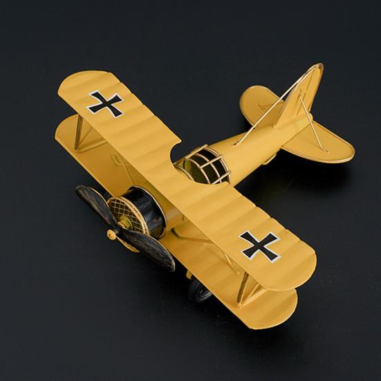 Iron Airplane Model Vintage Biplane Tabletop Ornament Collectible Mini Glider Biplane