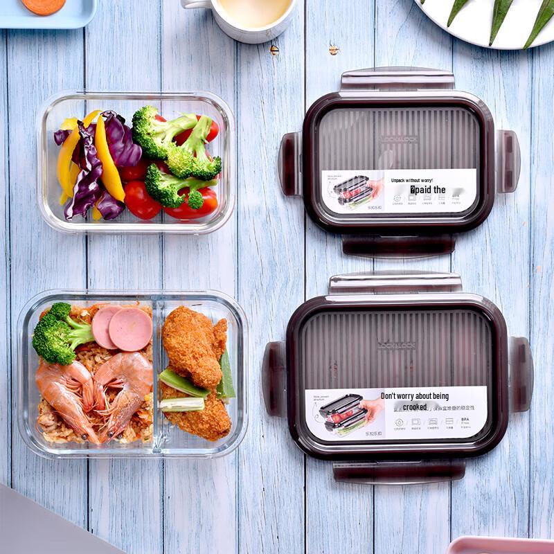 LOCK&LOCK Portable Divided Glass Lunch Container Set