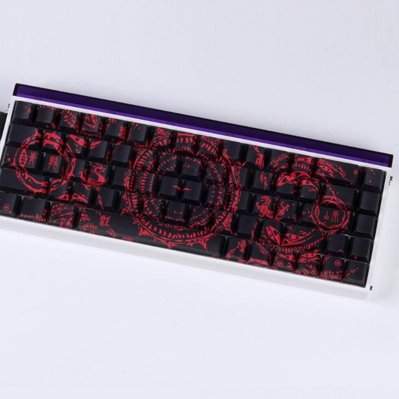 Side Printed Keycaps Intricate Pattern Theme for 60% 68% Mechanical Keyboards Heat Sublimation Printing