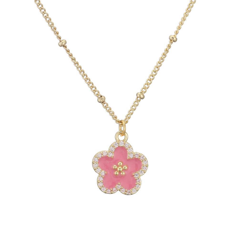 Enamel Dripping Glaze Exquisite Floral Zircon Jewellery Earrings/Necklace Women's Charm Amulet Good Fortune Accessories