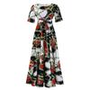 Women Fashion Plus Size Short Sleeve Lace Up Mid Length A Line Dress