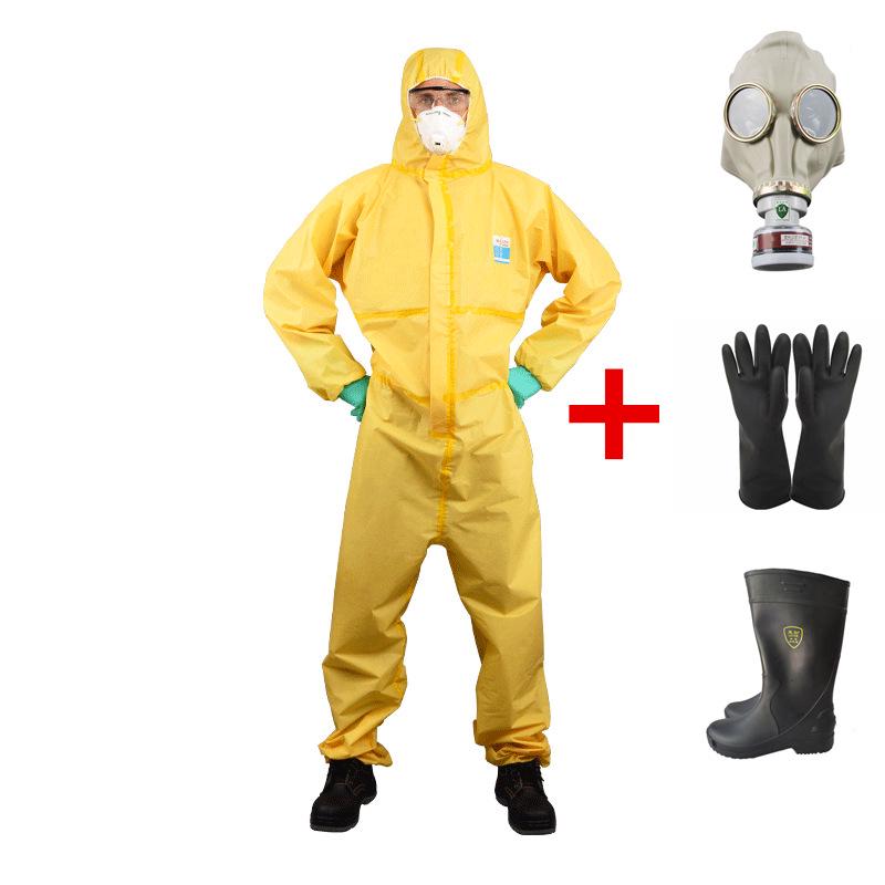 Kunze K4000 Chemical Protective Suit with Gas Mask & Face Shield - Radiation, Acid & Alkali Resistant