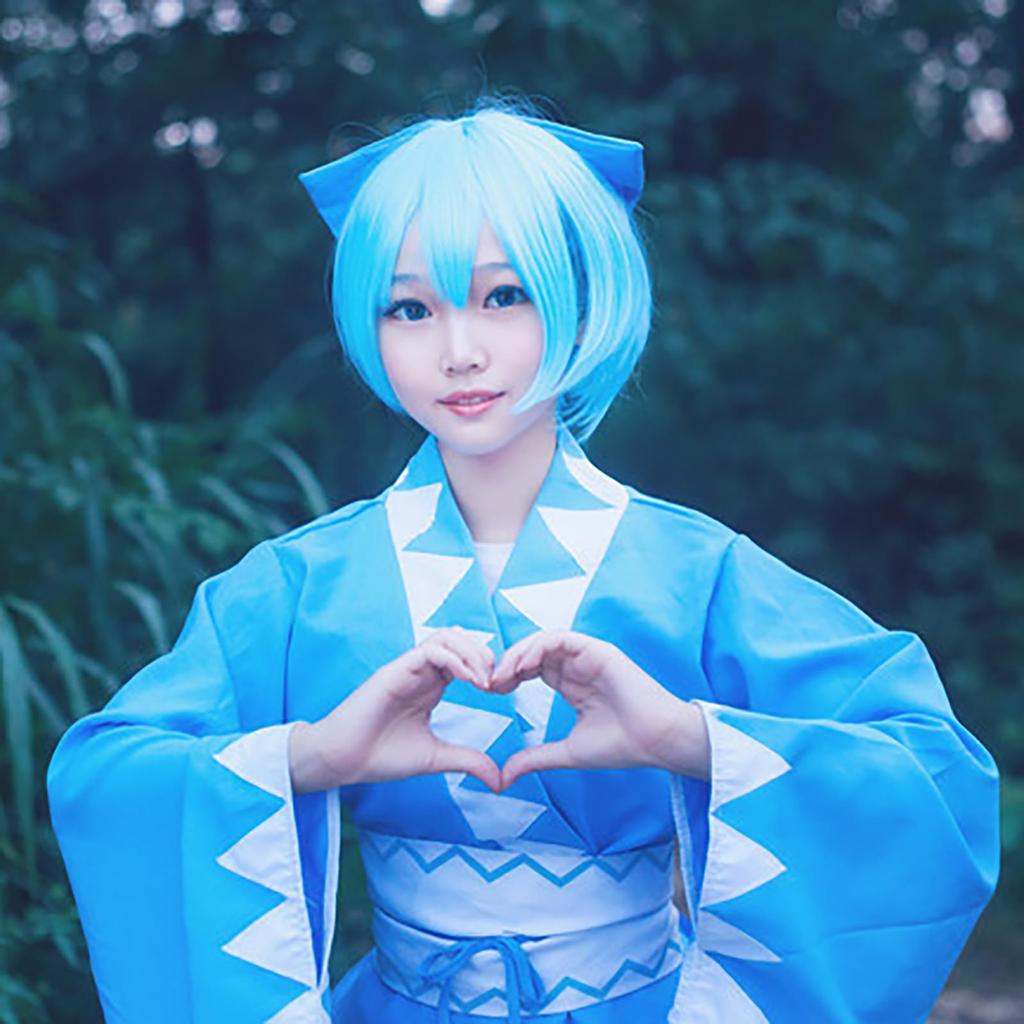 [Milky Time] Touhou Cirno Cosplay Costume with Wig, Anime Costume, Halloween, Touhou Project