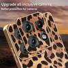 For Motorola Edge 50 Pro 5G Case Leopard Print PU Leather Coated PC+TPU Electroplating Phone Cover