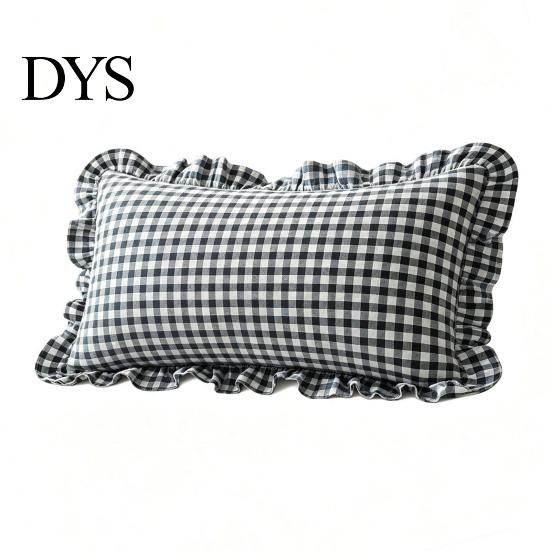 Quadratischer Schlafsofa-Deko-Rüschen-Kissenbezug, Baumwoll-Karomuster-Hülle mit Rüschenrand, 18x18 Unifarbene Kissen Zoll 20x12 Dekorative Hülle für