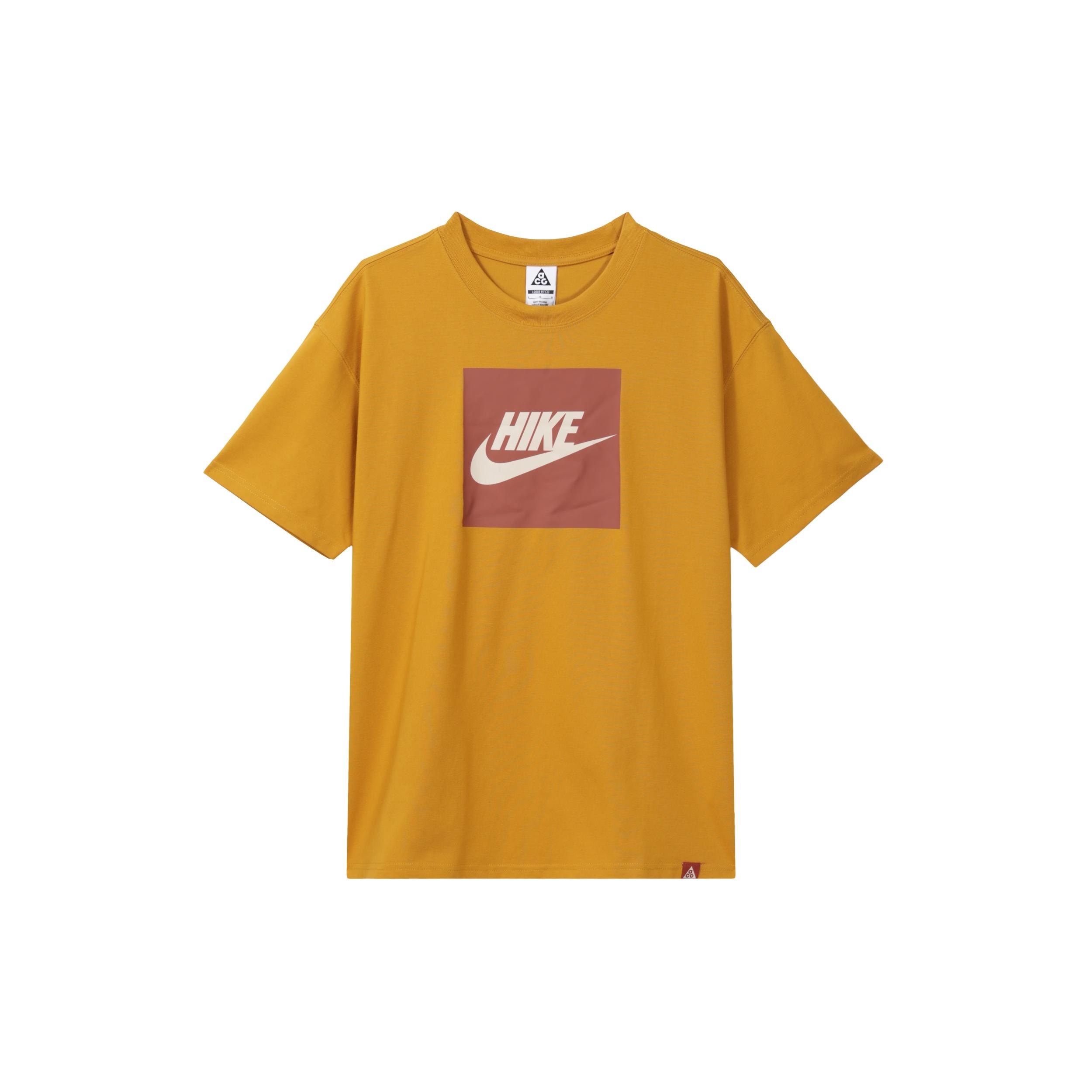 Men s Nike Logo Printing Round Neck Pullover Short Sleeve Yellow T-Shirt DR7756-727 M