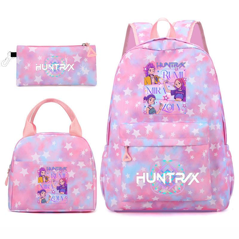 Kpop Demon Hunter Girl Group Student School Bag Women S Backpack Three-Piece Set Fashion Printing Trend Popularity