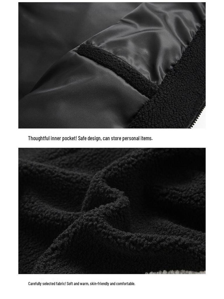 Men's Thick Lambswool Fleece Sports Cardigan - Warm & Stylish for Fall/Winter
