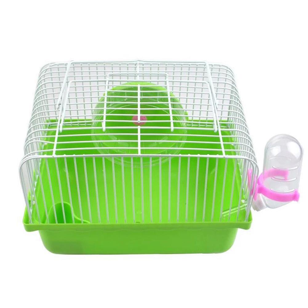 Portable Single Layer Villa Cage with Running Wheel Water Fountain for Pet Syrian Hamster