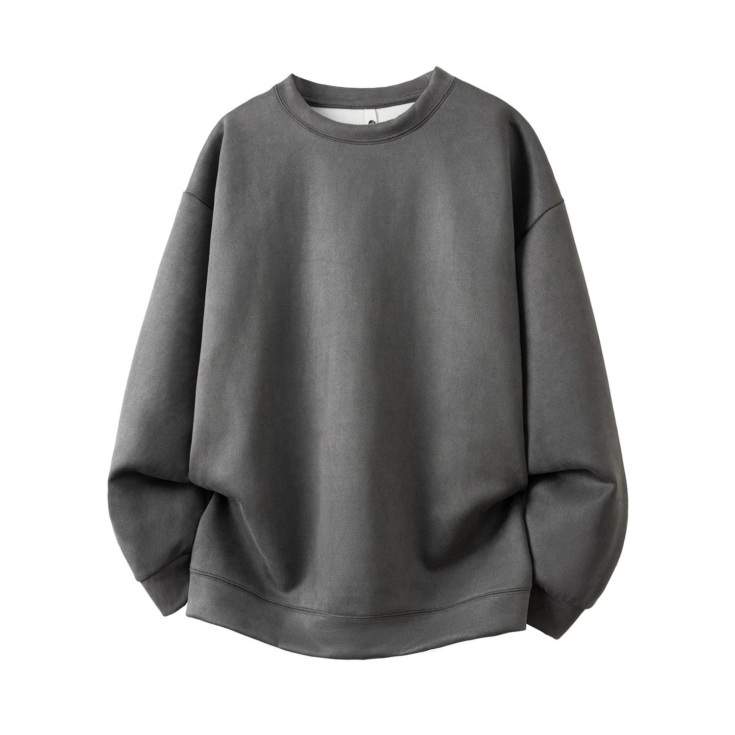 

Осенняя мужская однотонная замшевая куртка-свитер с круглым вырезом, мужской повседневный свитер свободного кроя 4XL темно-серого