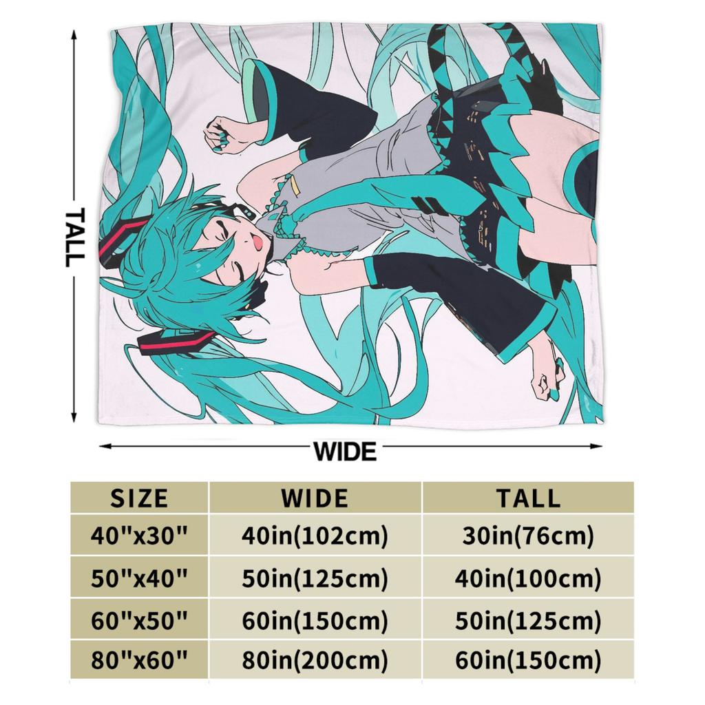 Hatsune Miku Anime Fashion Blankets Flannel Printed  Breathable Soft Throw Fashion Blanket for Home Bedroom Bedspreads