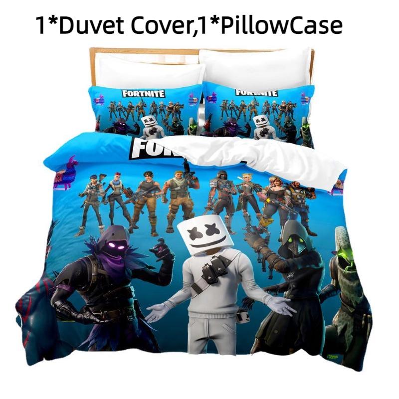 Fortnite 3-teiliges Bettwäscheset mit Digitaldruck Buntes Design Hochwertiger Stoff