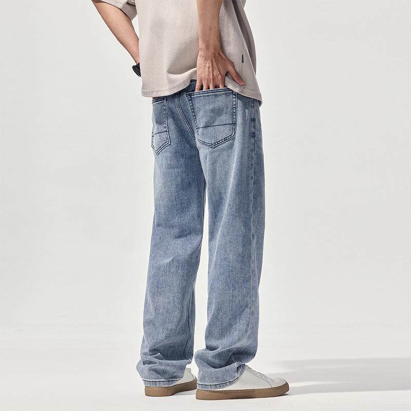 New Spring and Summer Loose American High Street Trousers Straight Wide-leg Jeans