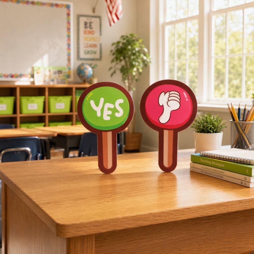 8pcs Yes/No KT Board Right/Wrong Hand Held Response Card Hold Up The Sign School Competition