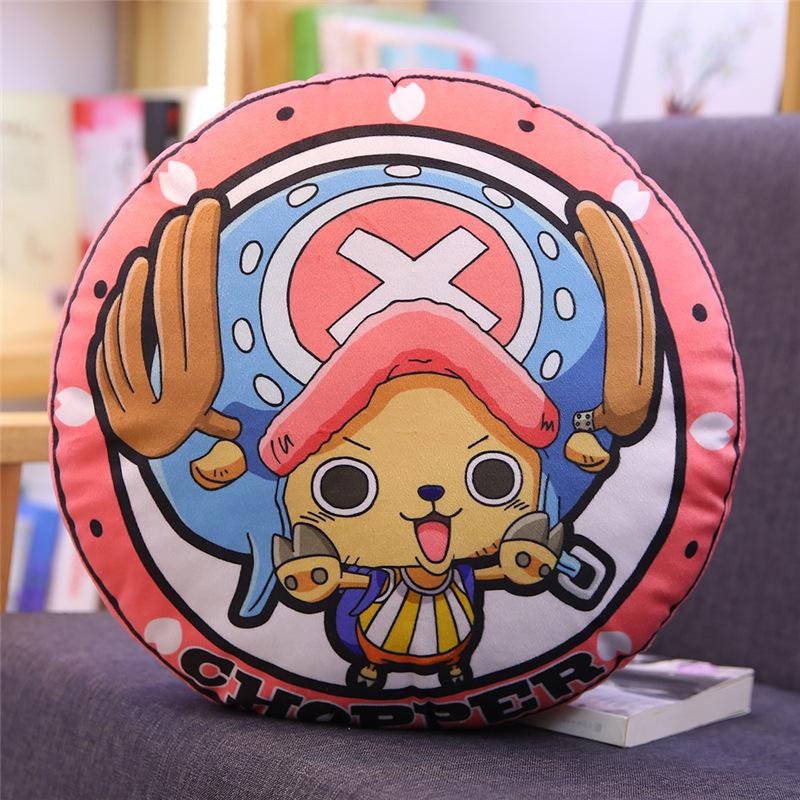 New One Piece Circular Pillow Anime Peripheral Luffy Chopper Double-Sided Printing Nap Cushion Pillow Room Sofa Decoration Gift