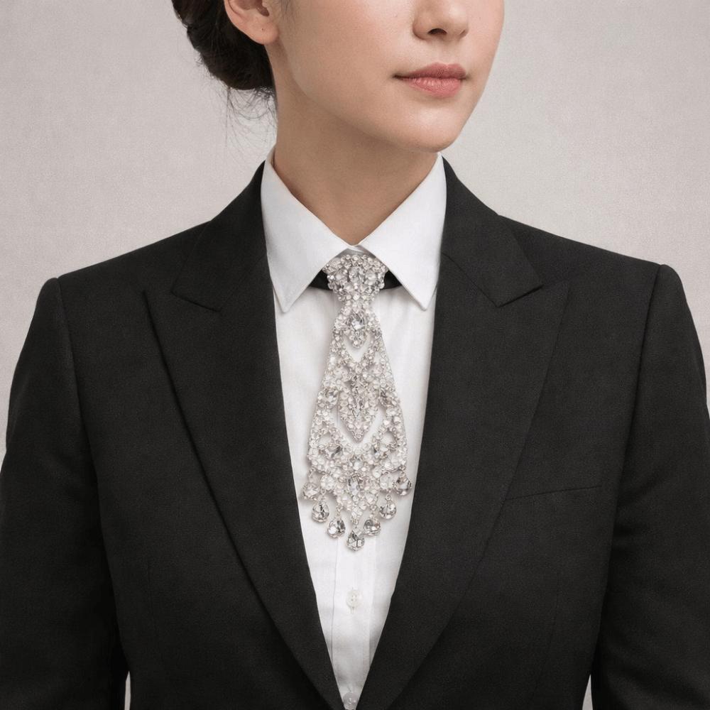 Tassel Rhinestone Necktie Adjustable Crystal Necktie Trendy Formal Business Ties Unisex