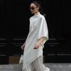 2025 Fall Women's Solid Color Semi-High Neck Asymmetric Hem Loose Bodycon Dress