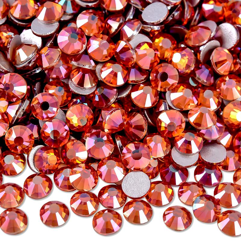 Ready Stock Orange-red Crystal Rhinestones 5A Quality Glass Diamond Bling Bling Rhinestone for Clothes Accessories