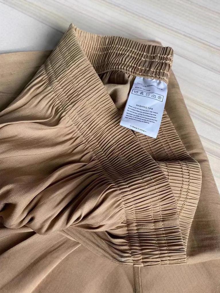 2026 Summer Women's Korean Style Ice Silk Wide-Leg Pants - High Elastic Drape, Leg-Lengthening, Casual Straight-Leg Design