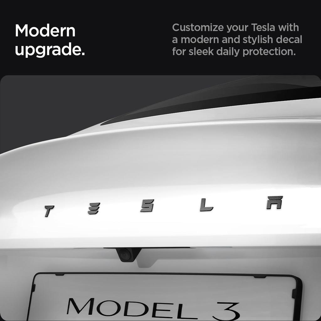 Spigen Rear Emblem Logo Full Coverage Pack for Tesla Model 3 Carbon Fiber 2024-2,