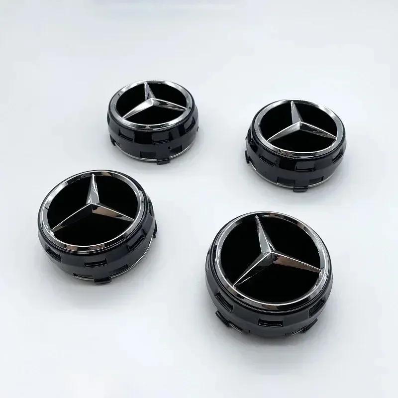 Pro Mercedes Benz Černá Červená Zvýšená Nové 4ks 75mm Pro Mercedes Benz AMG A0004000900 Styling Auta Krytky Středů Kol Kryty Středů Kol Znak