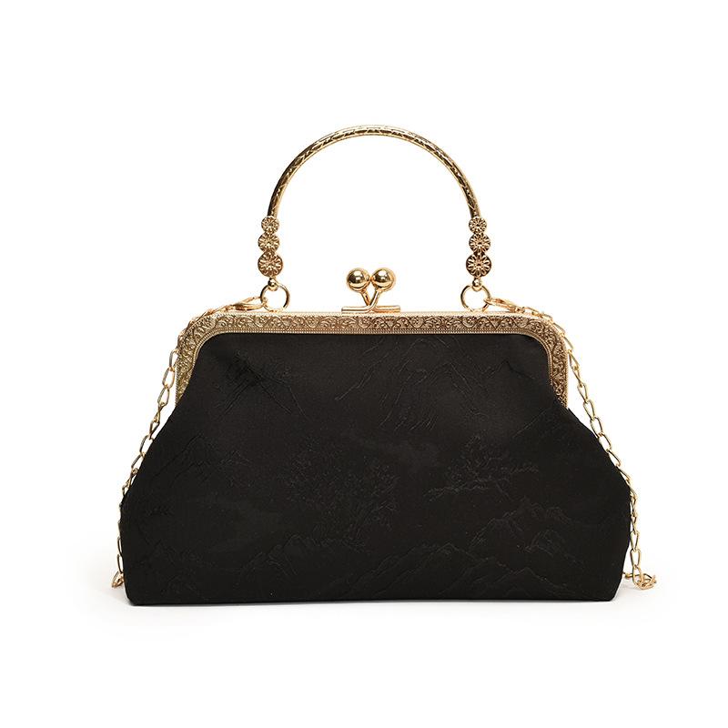 

Фактурная сумка женская 2024 новая модная сумка клипса сумка нишевый дизайн сумка через плечо чёрный