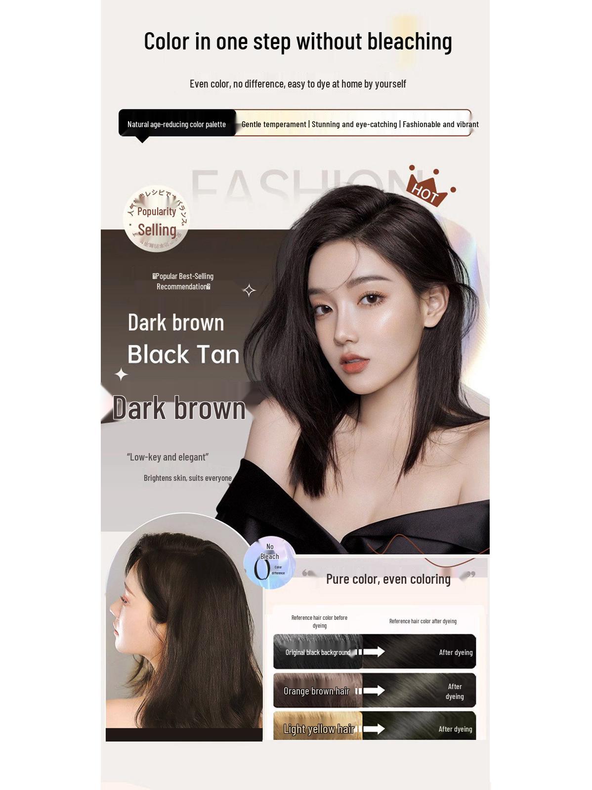 

Hanfeng Miao Plant-Based Hair Dye Cream - Non-Damaging, Ammonia-Free, Gray Coverage, Gentle Scent.