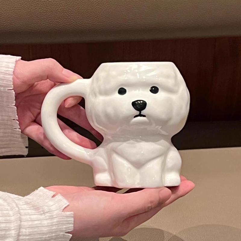 Bichon Welpen Keramiktasse Niedlich Kreativ Lustig Haushalts-Trinkbecher Büro-Kaffeebecher Paar-Tasse