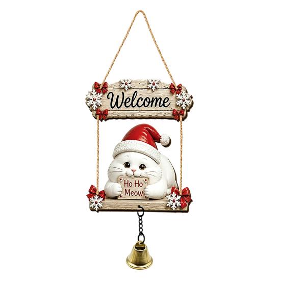 Welcoming Gift for Gardeners Wooden Gnome Door Hanger with Bell, Country Garden Welcome Sign Outdoor Hanging Swing Wall Plaque, Farmhouse Ornament