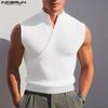 INCERUN Men Stand Neck Sleeveless Solid Casual Loose Tank Tops